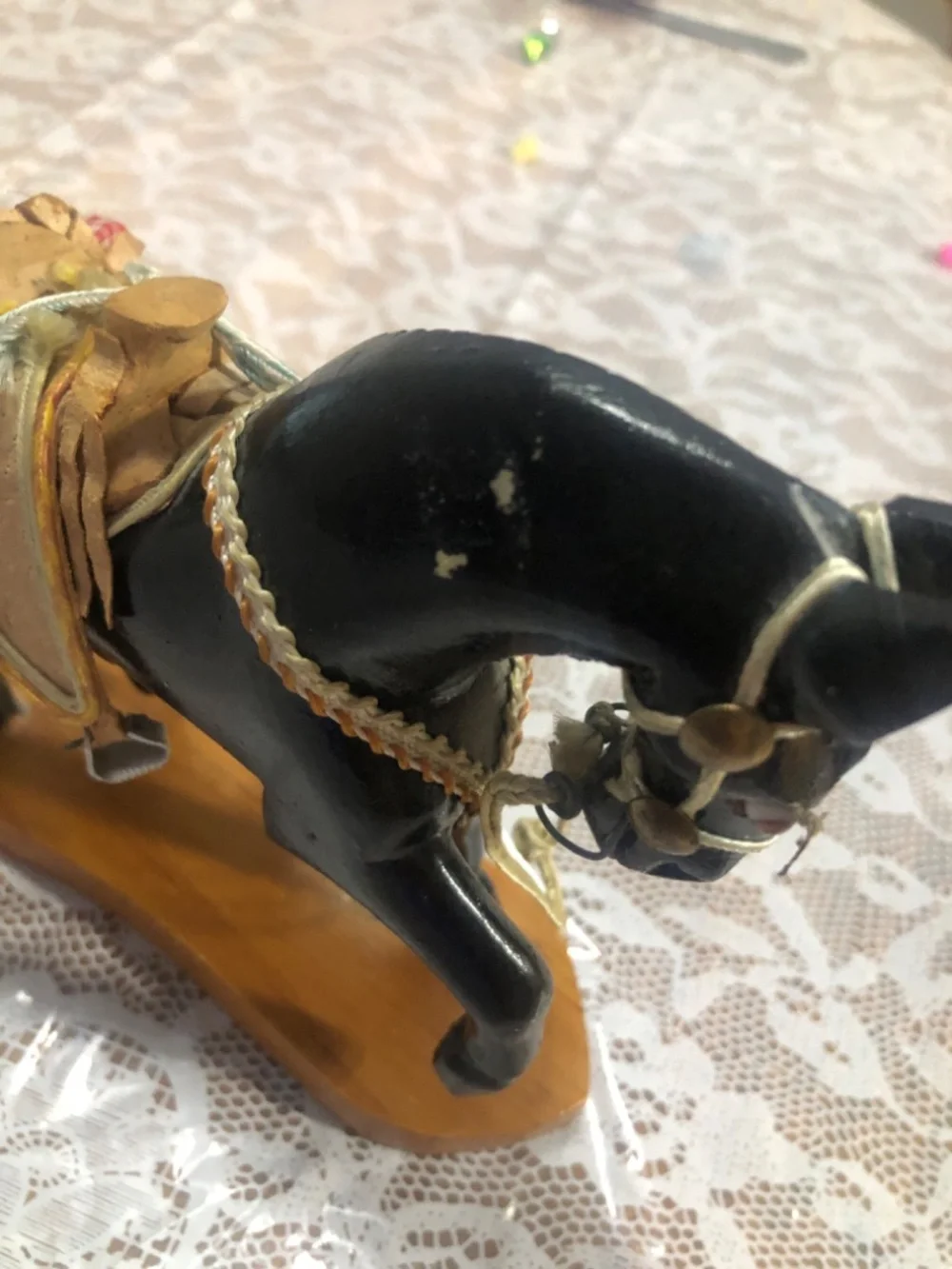 vintage wooden horse figurine, likely a handcrafted - Picture 6 of 13